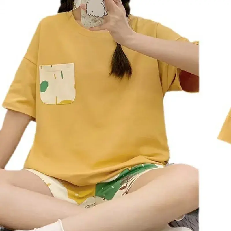 Summer Women's Pajama Set Chest Pad Short Sleeves Home Clothes One-piece Suit New Arrival 2024 Thin Material