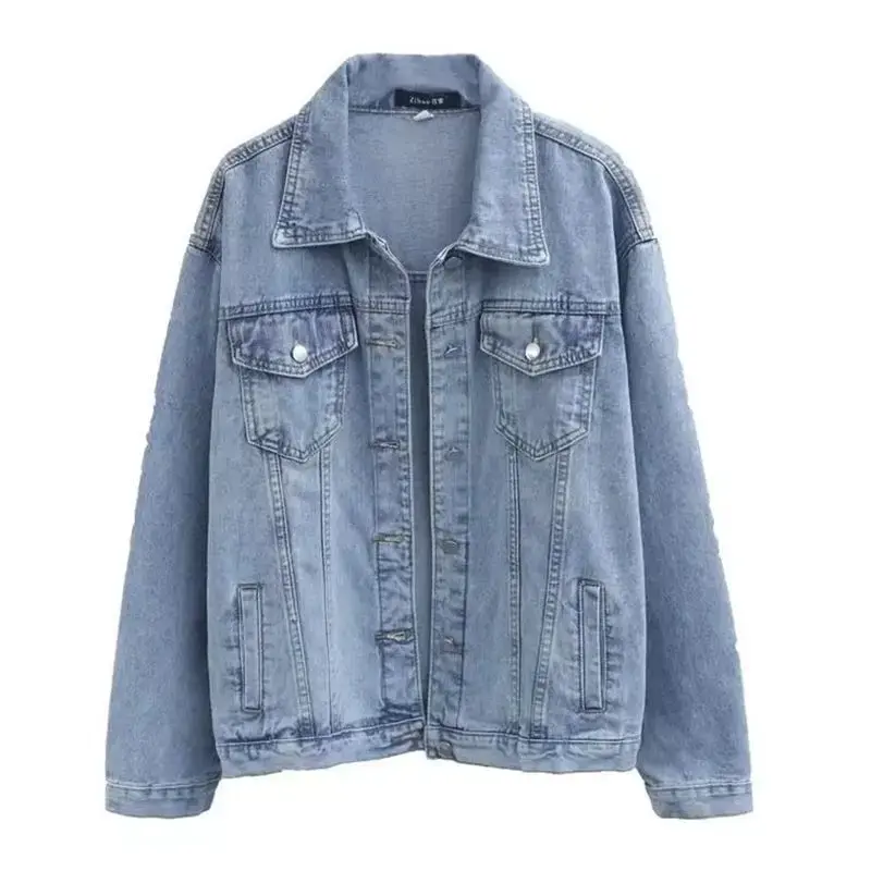 Women's Denim Jacket Spring Autumn 2023 Loose Versatile Retro Style Fashionable Top Casual Loose Fit Classic Blue Jeans Jacket