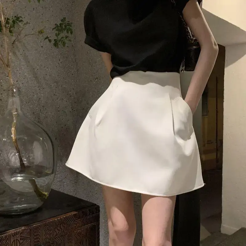 Elegant High-Waisted Mini Dress For Women Summer 2023 New Style White A- Line Skirt Slimming Versatile Petite Short Skirt