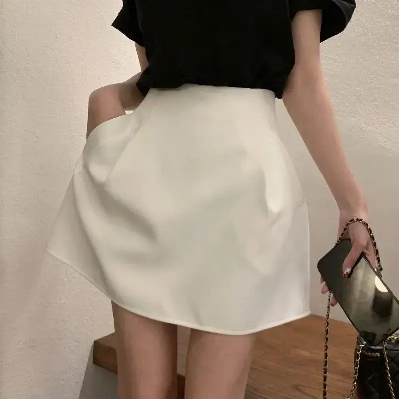 Elegant High-Waisted Mini Dress For Women Summer 2023 New Style White A- Line Skirt Slimming Versatile Petite Short Skirt