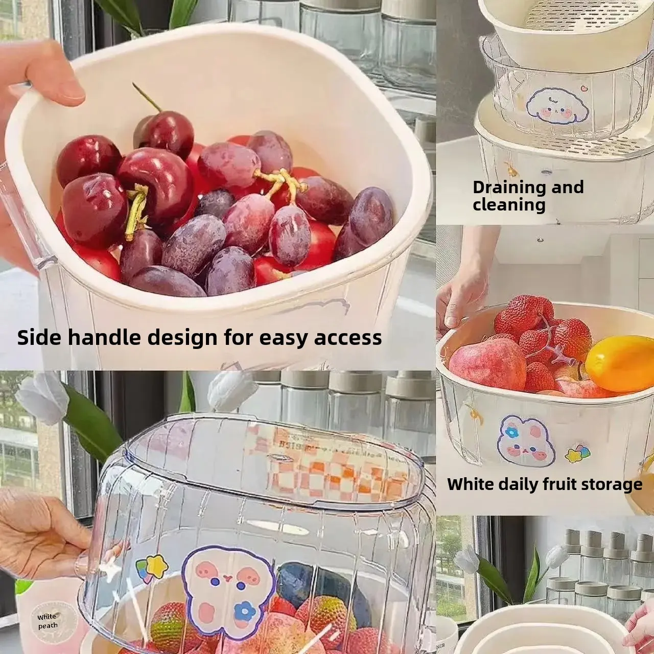 New Double Layer Draining Vegetable Basket Home Living Room Plastic Fruit And Vegetable Kitchen Thickened Draining Basket