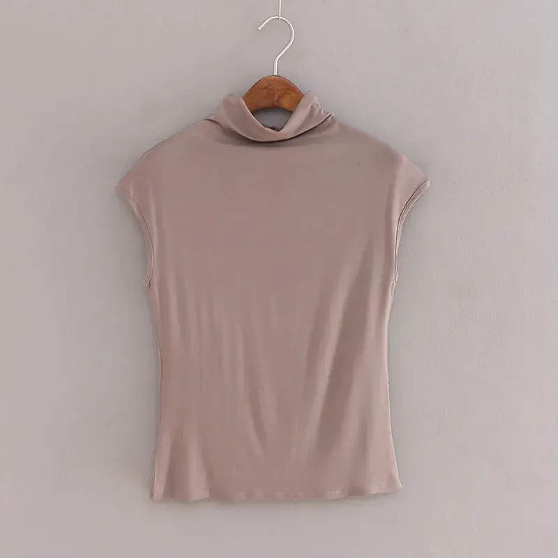 Slim Fit High Collar Sleeveless Modal Base Shirt Casual Thin Version Ice Texture Solid Color Underwear Korean Style Top