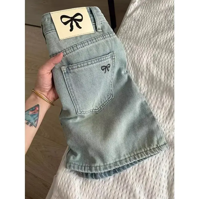 Plus Size High Waist American Style Denim Mini Skirt Women Summer Loose Slimming A- Line Short Skirt Cotton Material Pockets