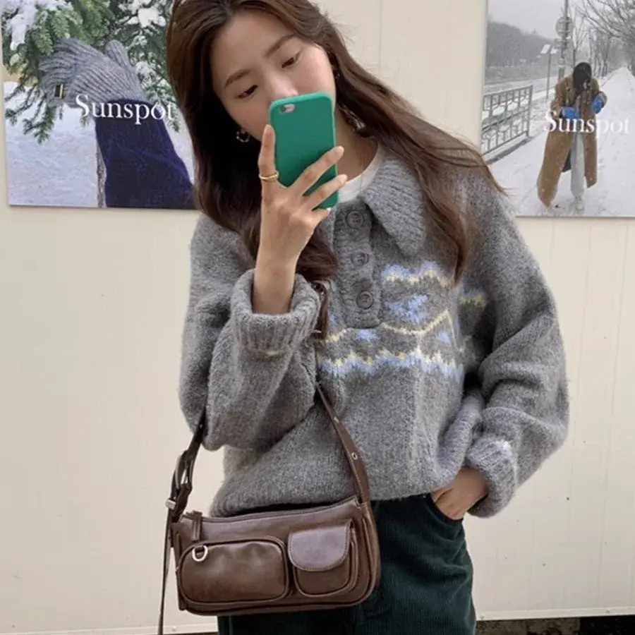 2024 Fashionable New Women's Bag Korean INS Niche Unique Vintage Leather High-End Shoulder Crossbody Underarm Bag