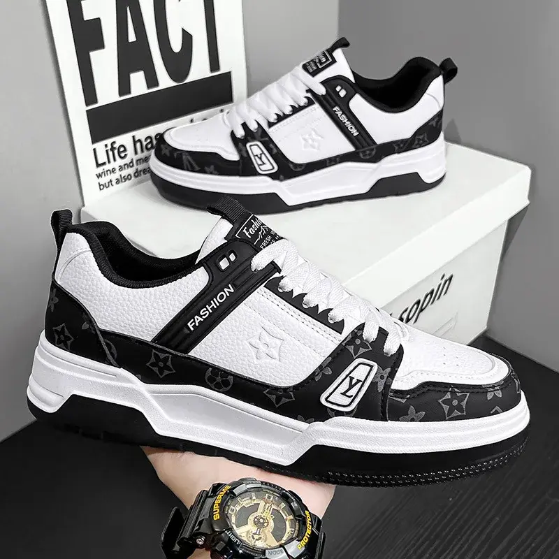 Trendy Men's Cross-Border Shoes New Style Thick Bottom Sports Casual Shoes Men's Popular White Shoes Solvent Shoes Men's Sports 