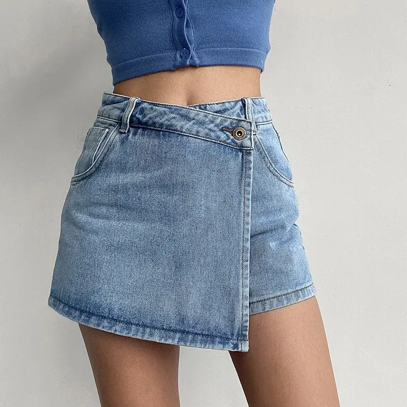 Summer High-waisted Slimming Denim Skirt For Women Versatile Unique Fashionable Exposure-proof Irregular A- line Shorts