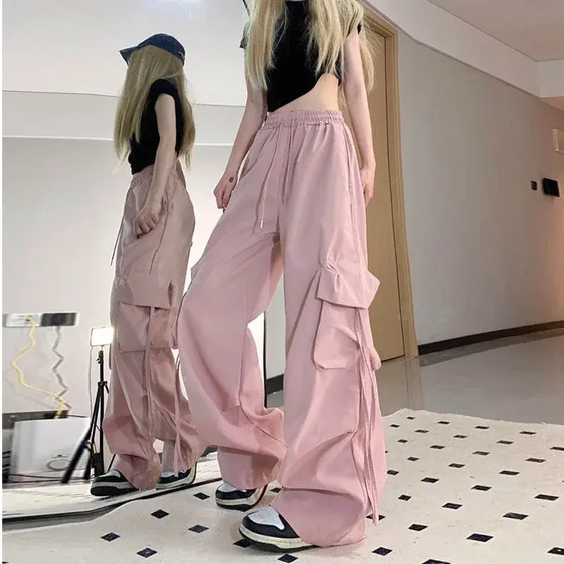 Dopamine Hot Girl Casual Pants Women Summer New Loose Hip Hop Design Wide Leg Long Trousers Workwear Comfortable Fit