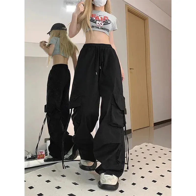 Dopamine Hot Girl Casual Pants Women Summer New Loose Hip Hop Design Wide Leg Long Trousers Workwear Comfortable Fit