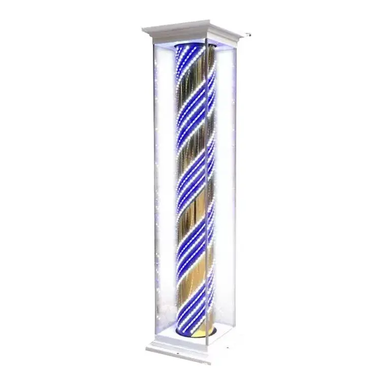 Waterproof LED Hair Salon Rotating Sign Outdoor Tower Floor Lamp Vintage Style Beauty And Hair Care Facility Equipment