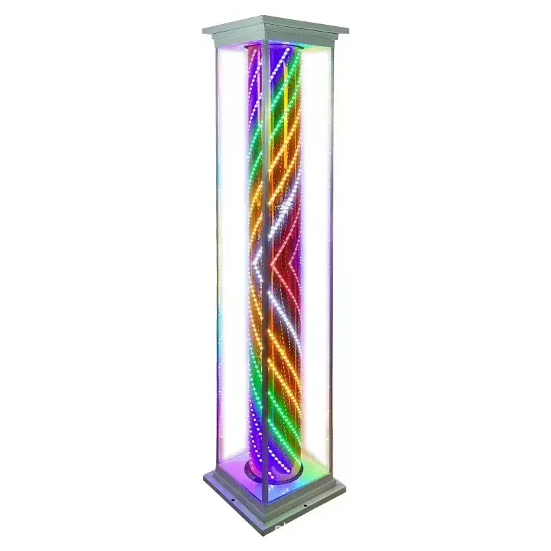 Waterproof LED Hair Salon Rotating Sign Outdoor Tower Floor Lamp Vintage Style Beauty And Hair Care Facility Equipment