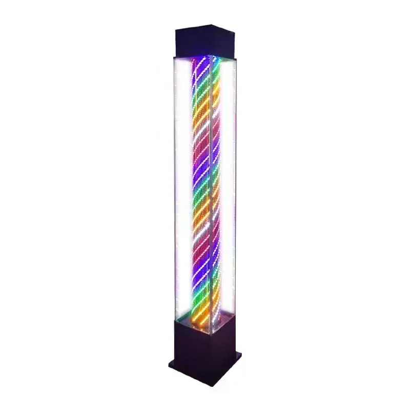 Waterproof LED Hair Salon Rotating Sign Outdoor Tower Floor Lamp Vintage Style Beauty And Hair Care Facility Equipment