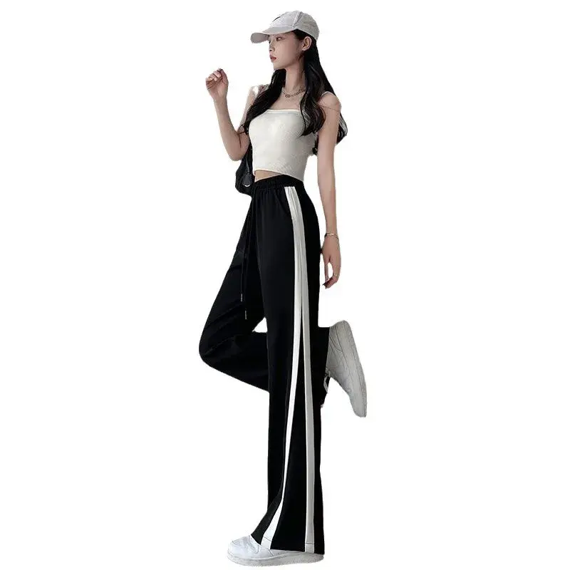 Plus Size Women's Casual Straight Leg Pants Spring Summer New Style Black Wide Leg Trousers Loose Comfortable Fashionable