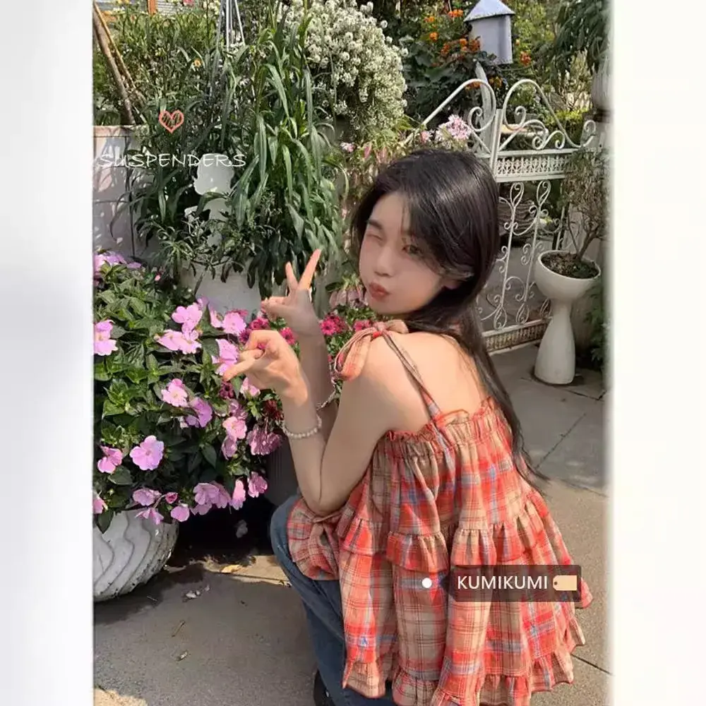 Elegantvest Cropped Tank Top Summer Sweet Spicy Girl MultiBAyron Wear Sleeveless Outerwear Polyester Fiber Square Neck Top