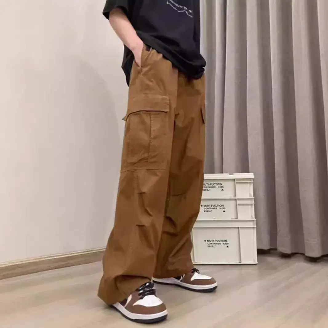 Lu Shang Style Men's Summer Thin Straight-Leg Cargo Pants American Hip Hop High Street Casual Pants Trendy Brand