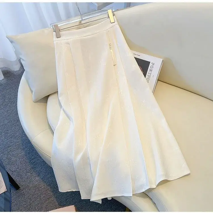 Elegant A- line Versatile Skirt New China Style Long Dress Spring 2024 New Arrival Jacquard Pink Women's Clothing
