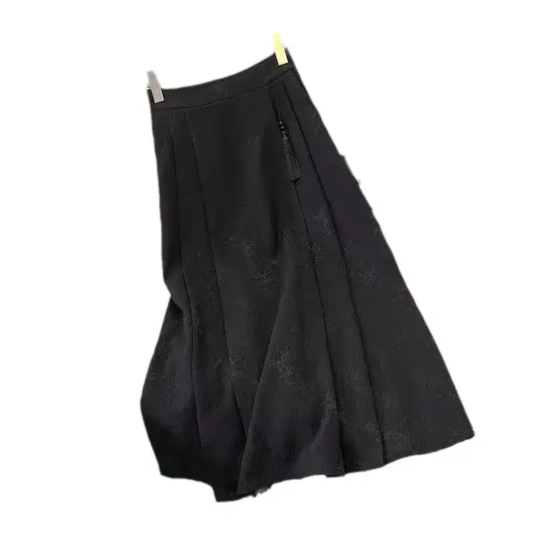 Elegant A- line Versatile Skirt New China Style Long Dress Spring 2024 New Arrival Jacquard Pink Women's Clothing