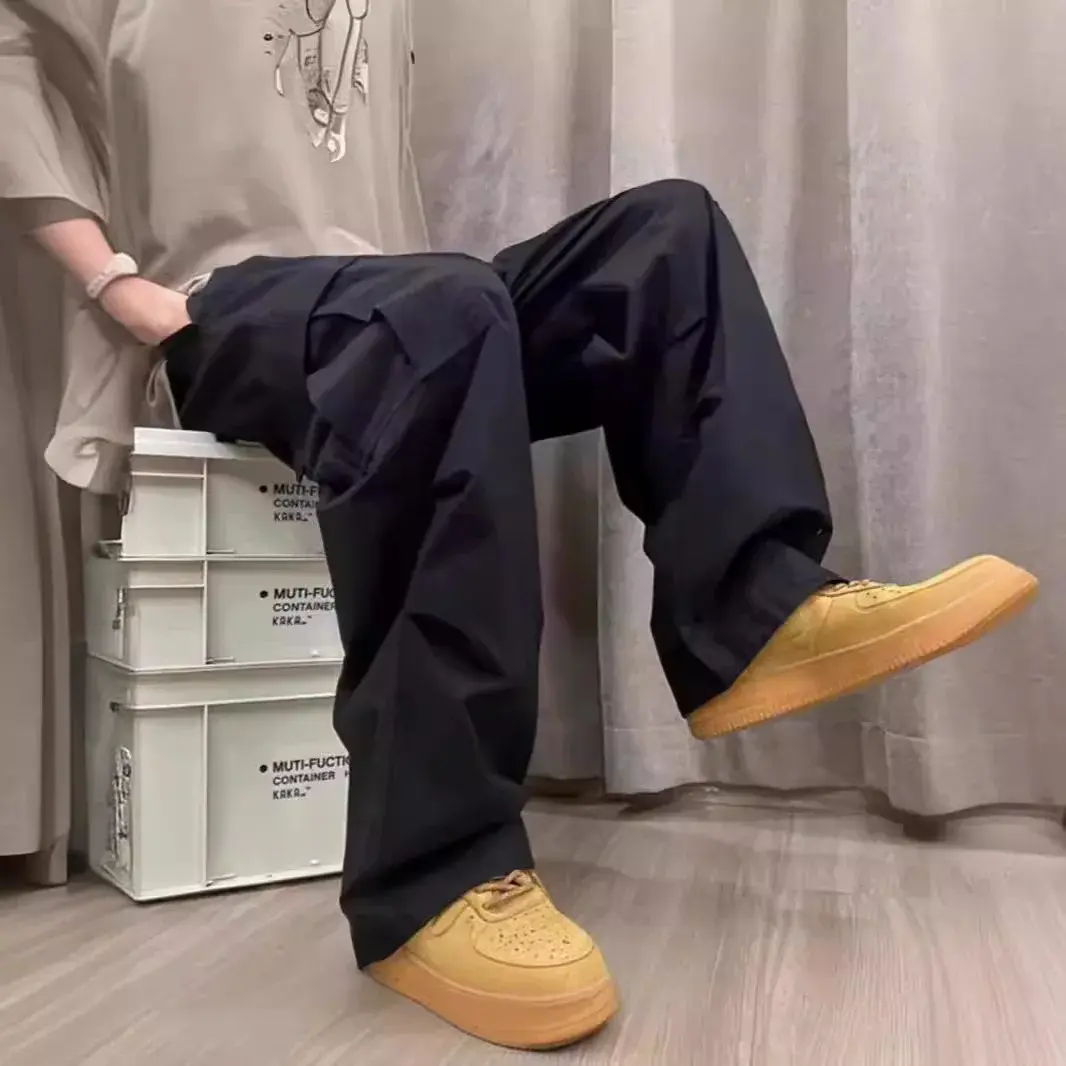 Lu Shang Style Men's Summer Thin Straight-Leg Cargo Pants American Hip Hop High Street Casual Pants Trendy Brand