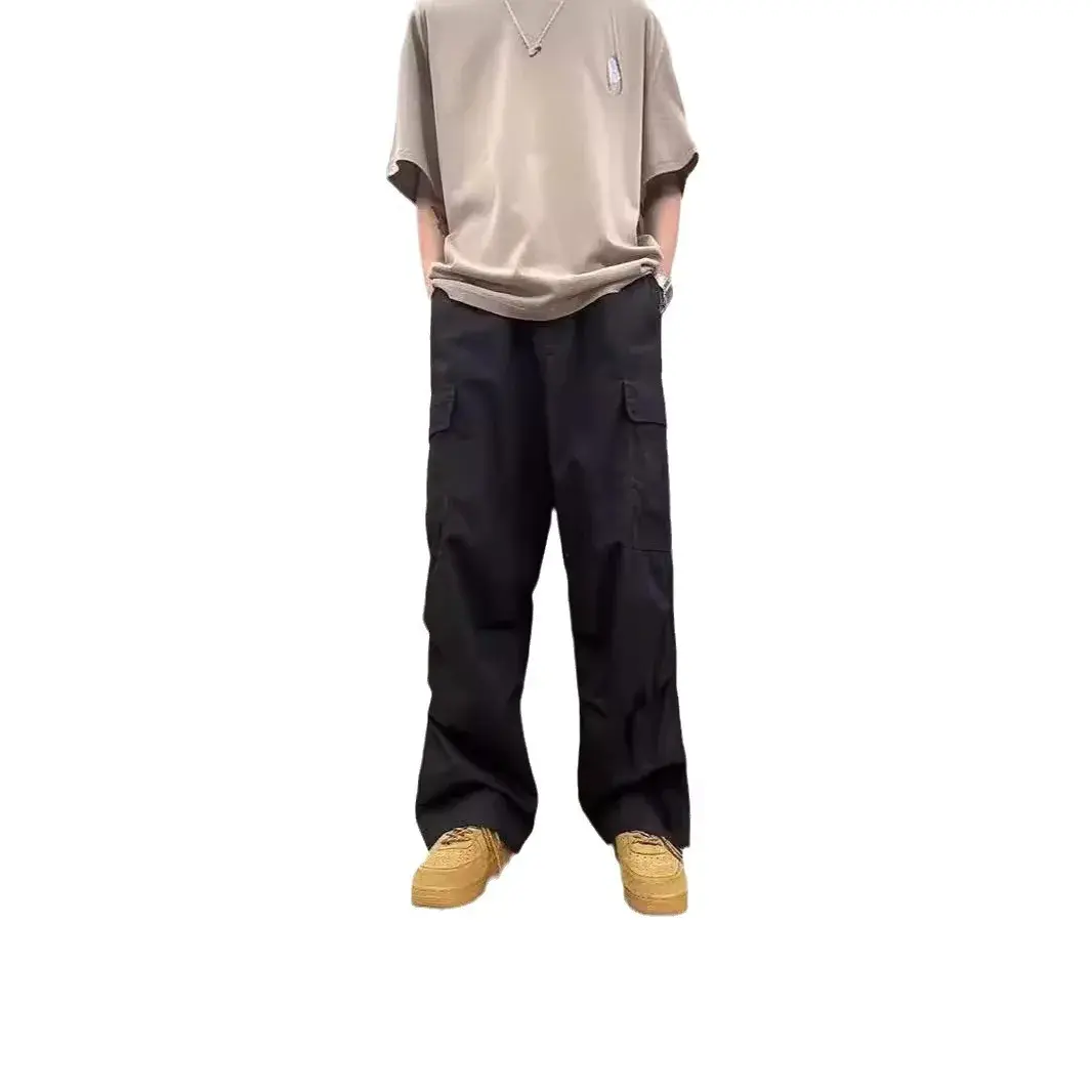 Lu Shang Style Men's Summer Thin Straight-Leg Cargo Pants American Hip Hop High Street Casual Pants Trendy Brand