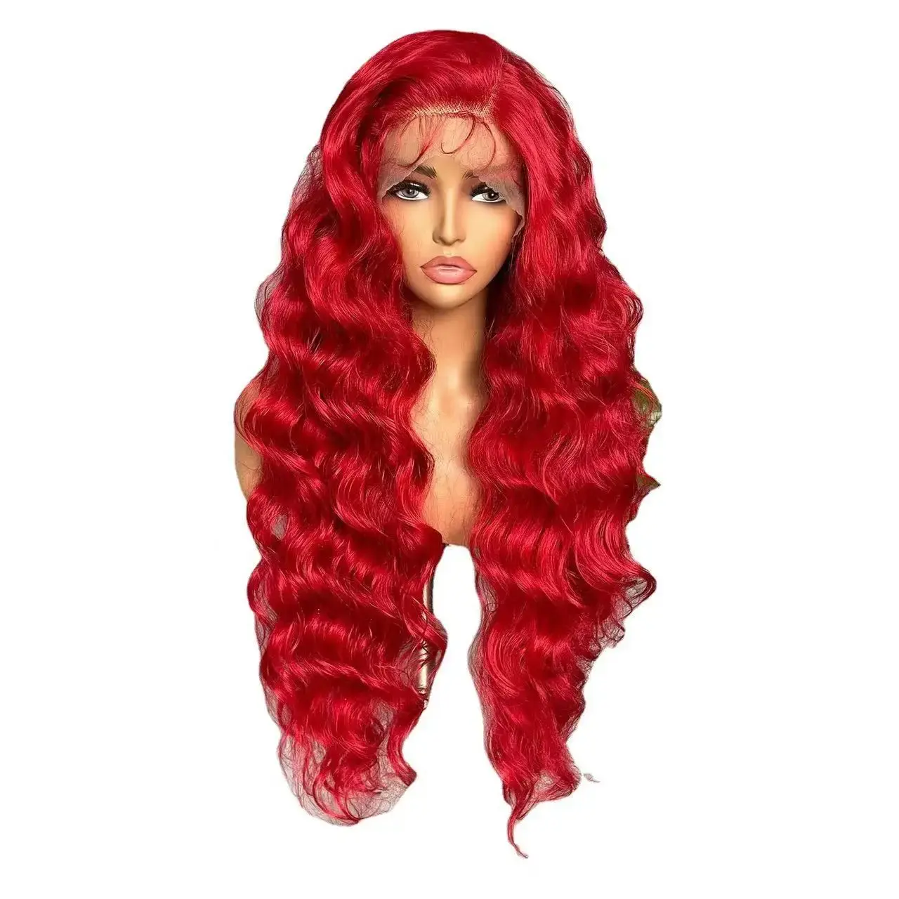 Red Long Curly Lace Front Wig New Arrival Wave Shampooing Wig Fast Selling Hot Stock Pre-shipped Lace Frontal Wig