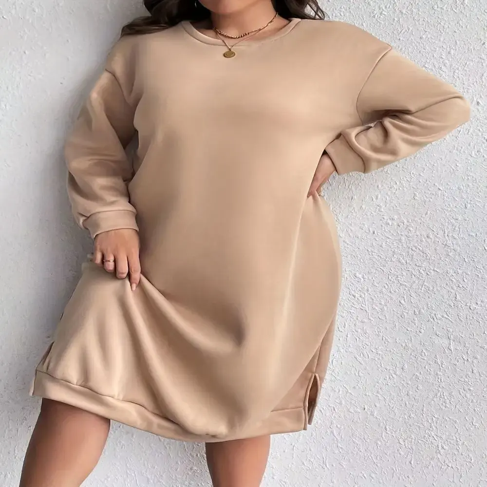 Plus Size Plus Size Women's Fashionable Letter Print Long Sleeve Loose-Fit Casual Straight-Leg Sweatshirt Skirt Autumn/Winter...