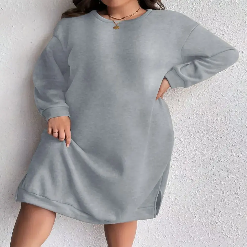 Plus Size Plus Size Women's Fashionable Letter Print Long Sleeve Loose-Fit Casual Straight-Leg Sweatshirt Skirt Autumn/Winter...