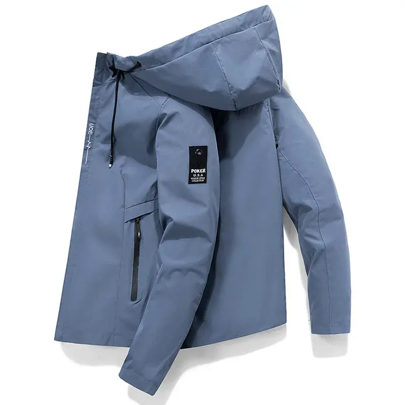 Trendy Men's Workwear Jacket New Style Spring Autumn Korean Version Versatile Top Casual Hooded Jacket Machine Embroidery