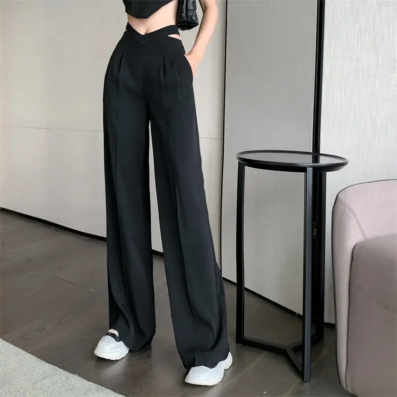 Sky Blue Wide Leg Suit Pants Women's Casual Loose Drapey Trousers High Waist Spring Summer Floor Length New Hot Sale Of The Seas