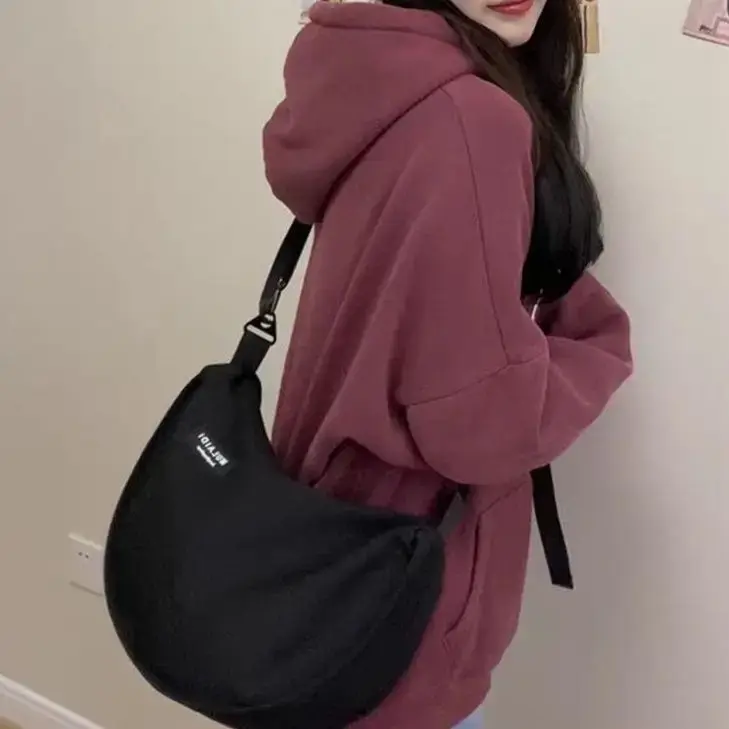 Casual Japanese Style Large Capacity Canvas Bag Trendy Women's Crossbody Bag For Sports And Commuting Student Coursebook Bag