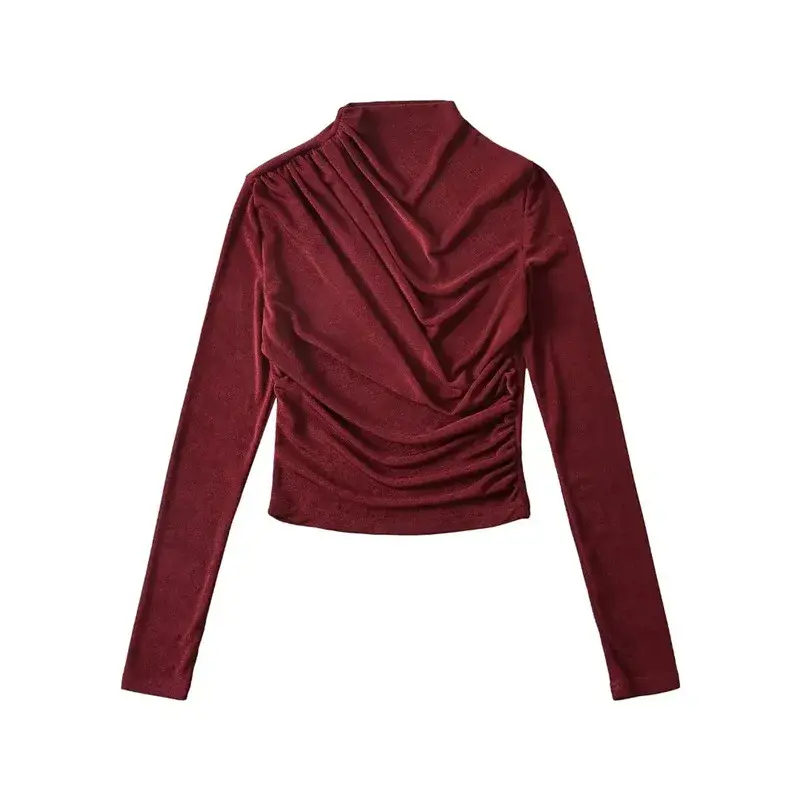 Pure Desire Sexy Polo/Turtle Neck Pullover Long Sleeve T-Shirt Autumn/Winter New Design Wrinkled Sensibility Elastic Slims Smoot
