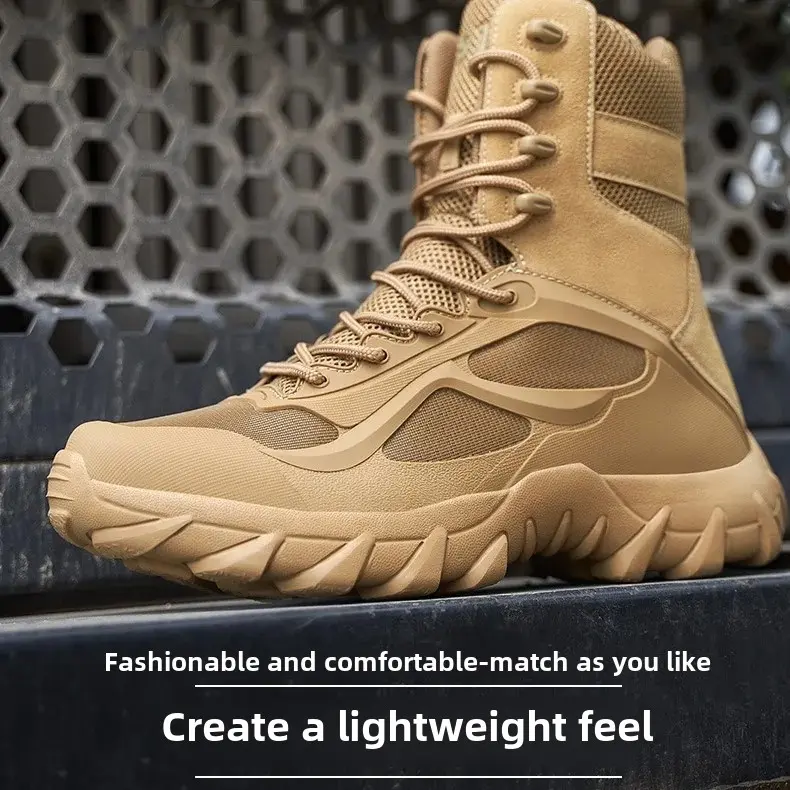Large Size High Top Breathable Military Boots Men's Outdoor Mountain Climbing Women's Tactical Operation Boots Desert Workwear S