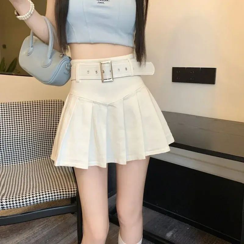 High Waist Pleated Mini Skirt for Women Spring Summer New Style Korean Version Slimming Student Versatile A- Line Short Skirt