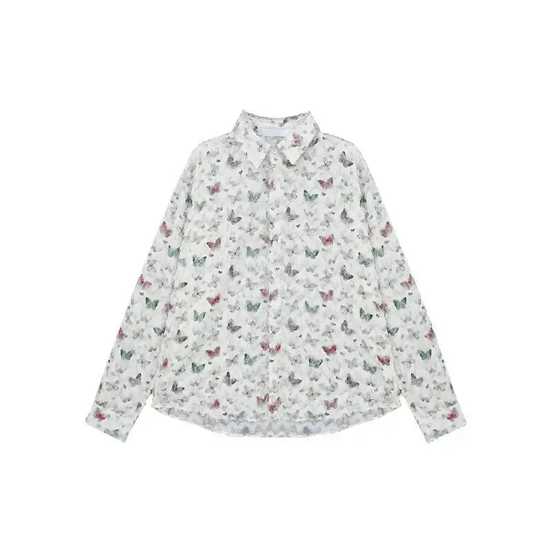 American Style Niche Butterfly Fringed Design Shirt Original 3D Fringed Collar Men's Casual Fashion Blouse
