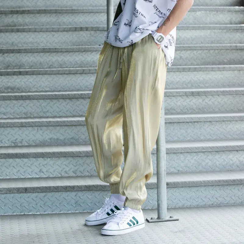 Ultra-Thin Summer Ice-Silk Cloud Pants Casual Fairy-Like Nine-Piece High-Waist Long Trousers for Women Lightweight Comfortable