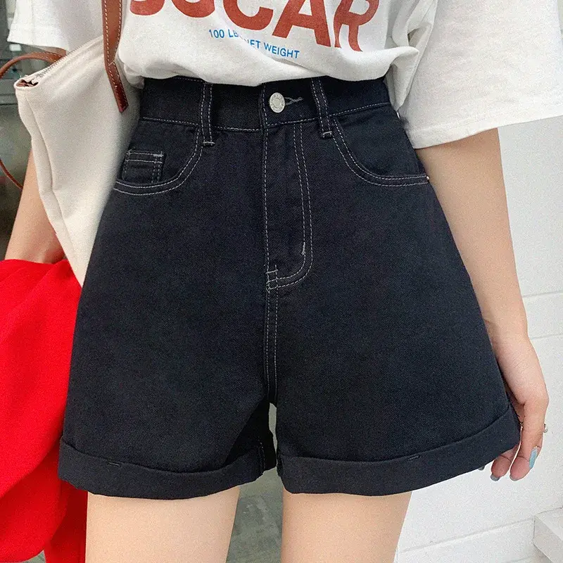 2022 New Style Women's Denim Shorts High-Waisted Slimming Thin A- Line Fashionable Versatile Chic Summer Heat Pants