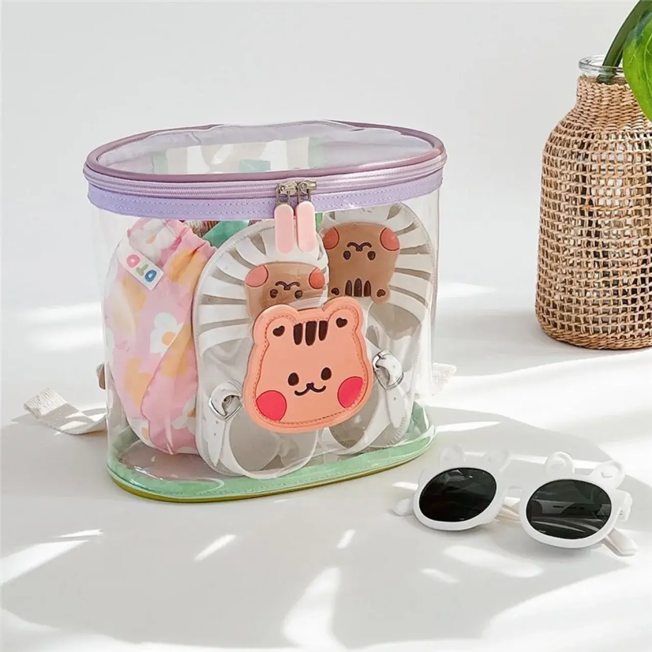 Korean Style Transparent Animal Shoulder Bag Nursery Beach Storage Bag Jelly Pack Children's Backpacks And Handbags