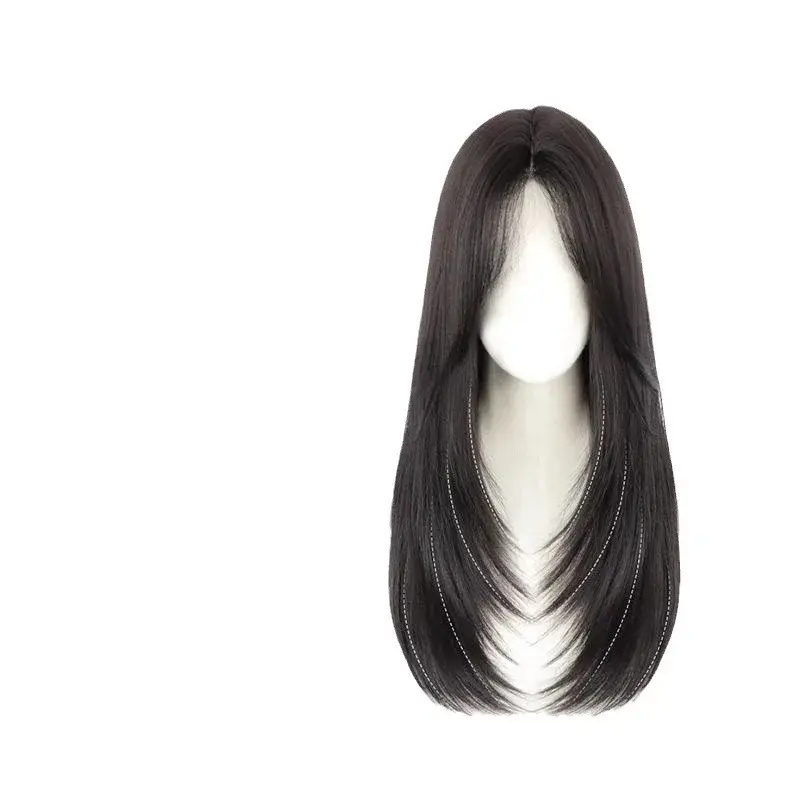 Xuchang Women's High-End Straight Hair Full-Head Cover Natural Breathable Simulation Hair Full-Head Set Lace Frontal Wig