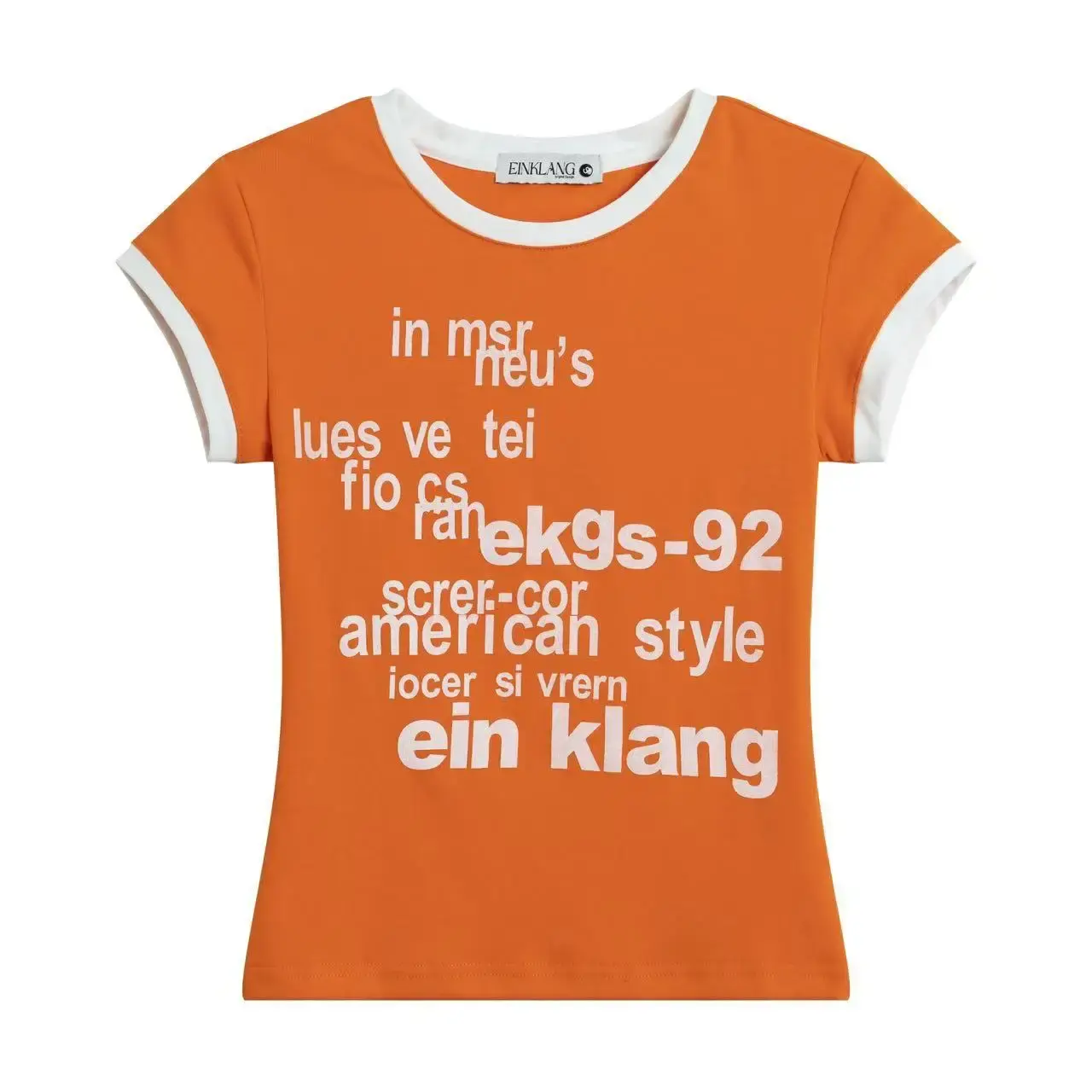 Retro American Letter Print Short Sleeve T-Shirt Women's Fashion Shoulder Streetwear Summer Slim Fit Hot Girl Body Decoration