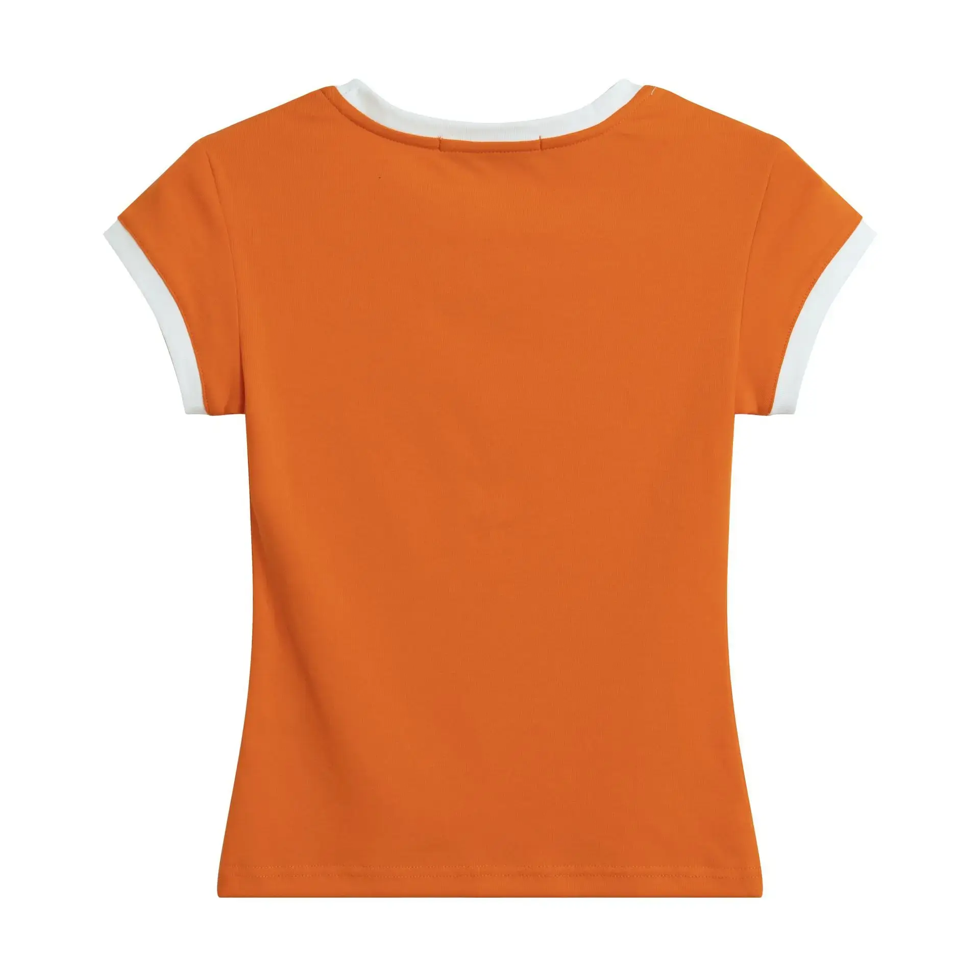 Retro American Letter Print Short Sleeve T-Shirt Women's Fashion Shoulder Streetwear Summer Slim Fit Hot Girl Body Decoration