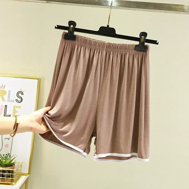 Plus Size Modal High Waist Shorts Women Summer Thin Casual Wide Leg Skirt Pants Loose Home White Edge Sleepwear