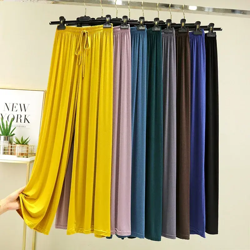 High Waist Wide Leg Pants Women's Modal Thin Straight Cut Summer Spring Casual Slimming Large Size Long Trousers