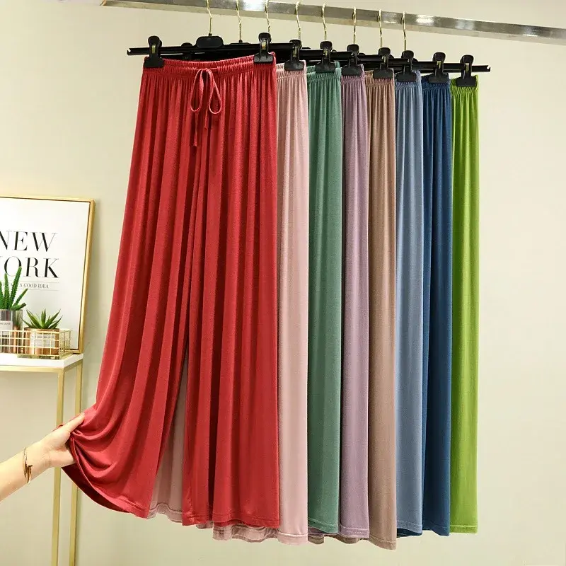 High Waist Wide Leg Pants Women's Modal Thin Straight Cut Summer Spring Casual Slimming Large Size Long Trousers