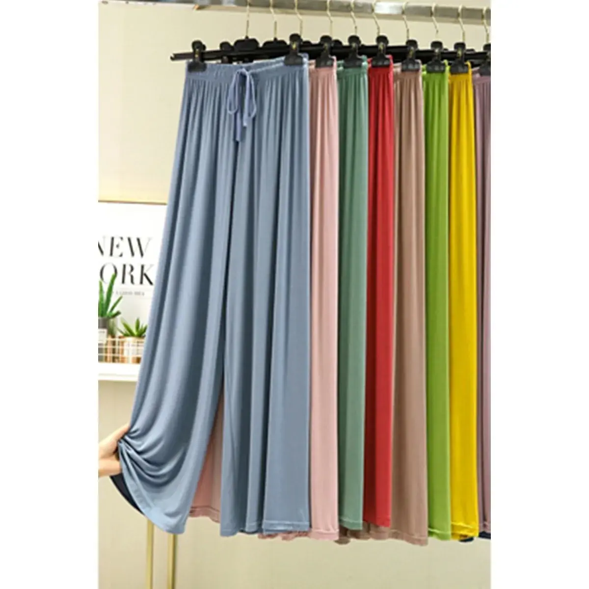 High Waist Wide Leg Pants Women's Modal Thin Straight Cut Summer Spring Casual Slimming Large Size Long Trousers