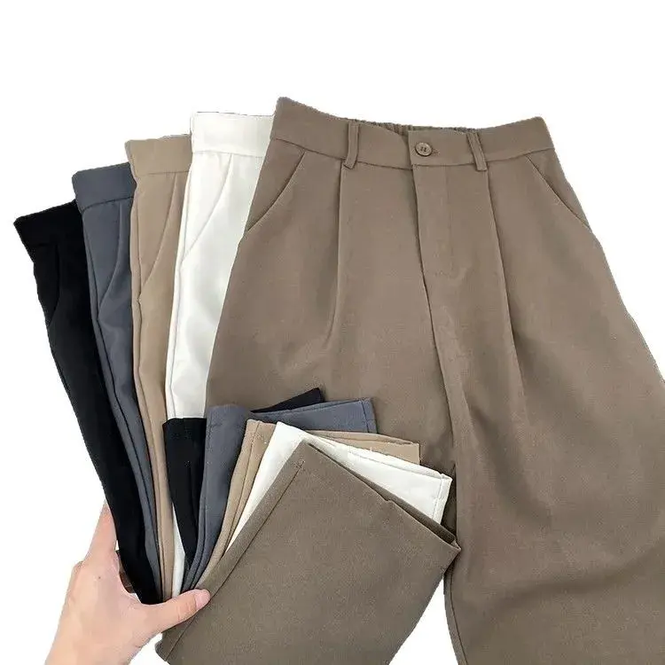 High Waist Drapey Wide Leg Suit Pants Women Spring Summer Loose Slimming Floor Length Straight Casual Long Trousers