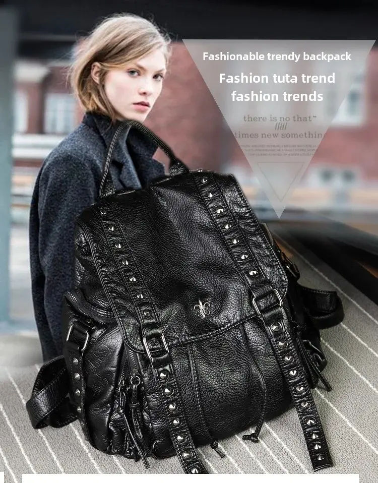 Fashionable New Women's Backpack 2023 Large Capacity Soft Leather Shoulder Bag Motorcycle Equipment Accessories From China