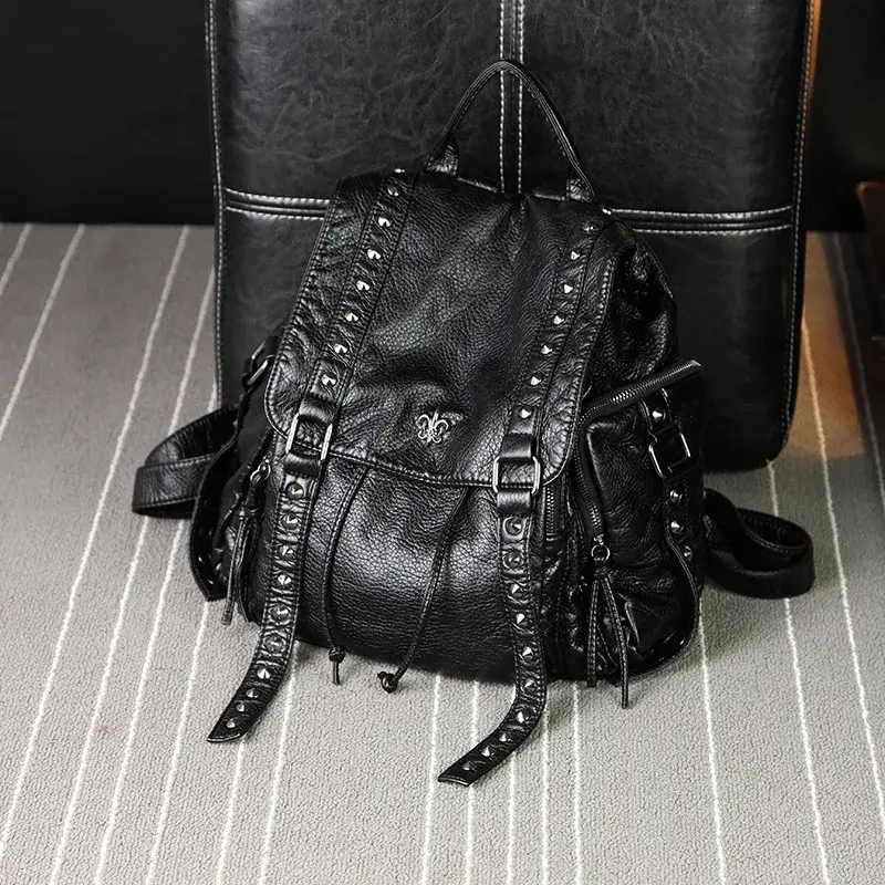 Fashionable New Women's Backpack 2023 Large Capacity Soft Leather Shoulder Bag Motorcycle Equipment Accessories From China