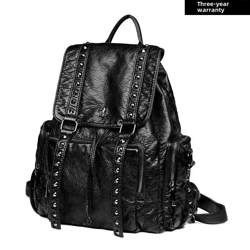 Fashionable New Women's Backpack 2023 Large Capacity Soft Leather Shoulder Bag Motorcycle Equipment Accessories From China