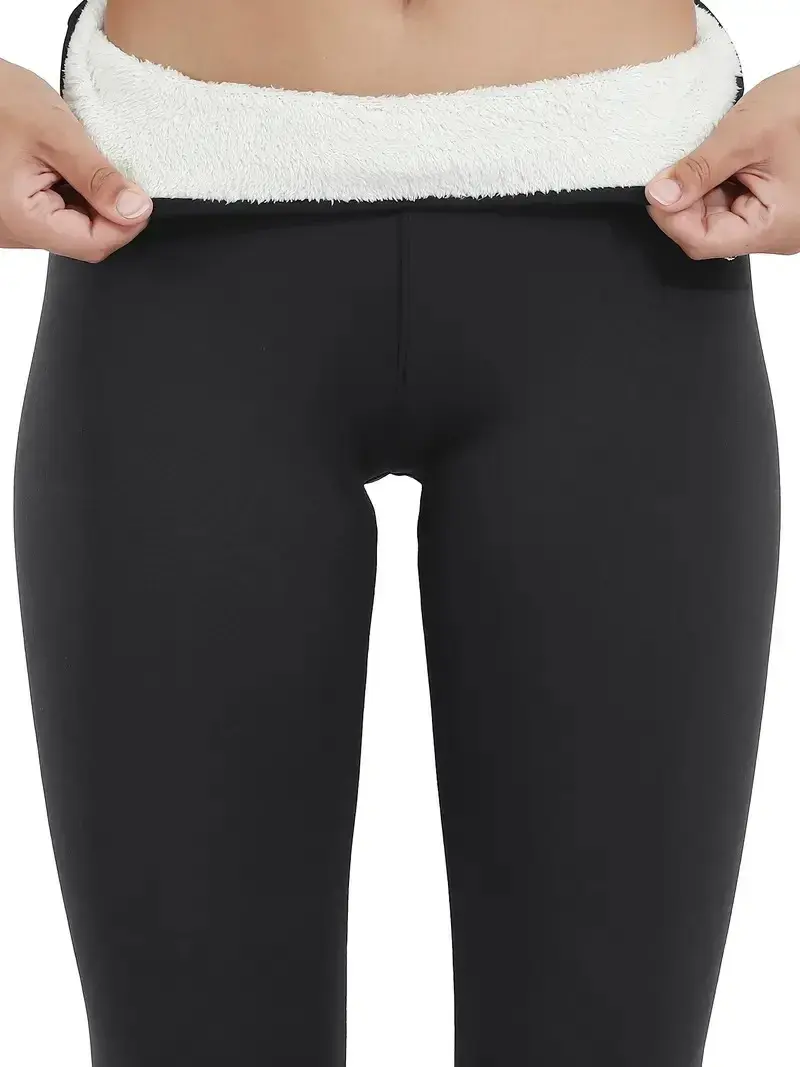 Thickened Warm Cotton High-Waisted Slimming Fleece-Lined Women's Trousers Explosive Cross-Border Style For Winter
