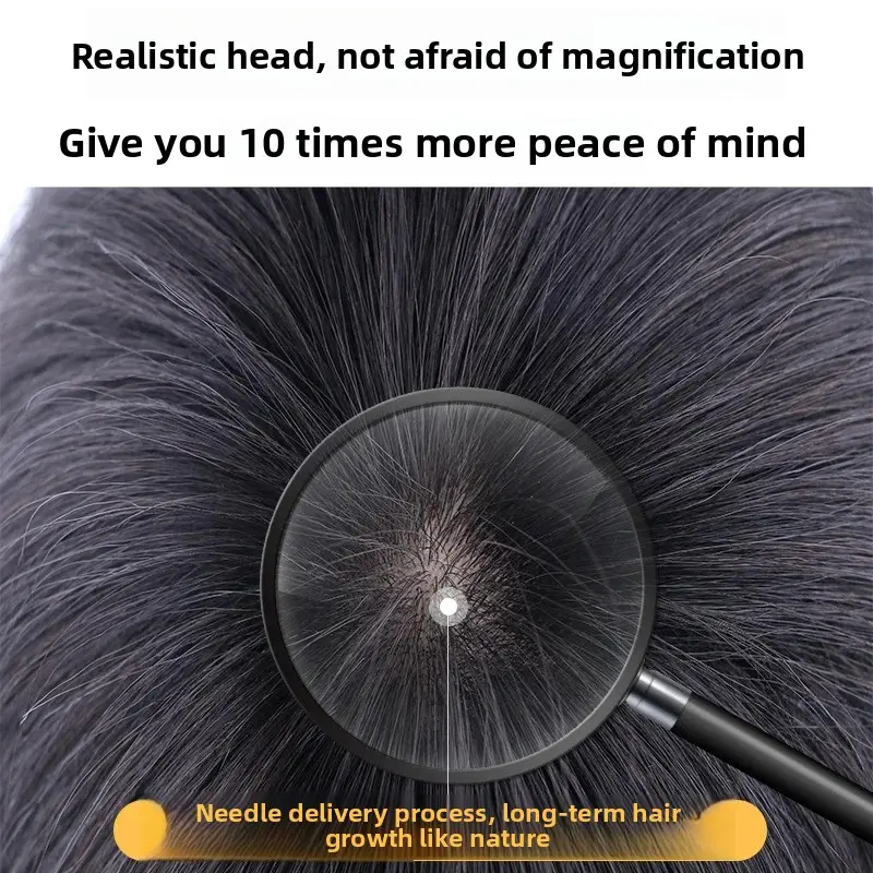 Men's Short Hair Wig Full Real Hair Natural Style Breathable Fashionable Realistic Full Head Covering Wig for Men