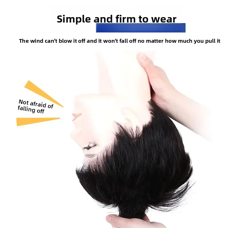 Men's Short Hair Wig Full Real Hair Natural Style Breathable Fashionable Realistic Full Head Covering Wig for Men