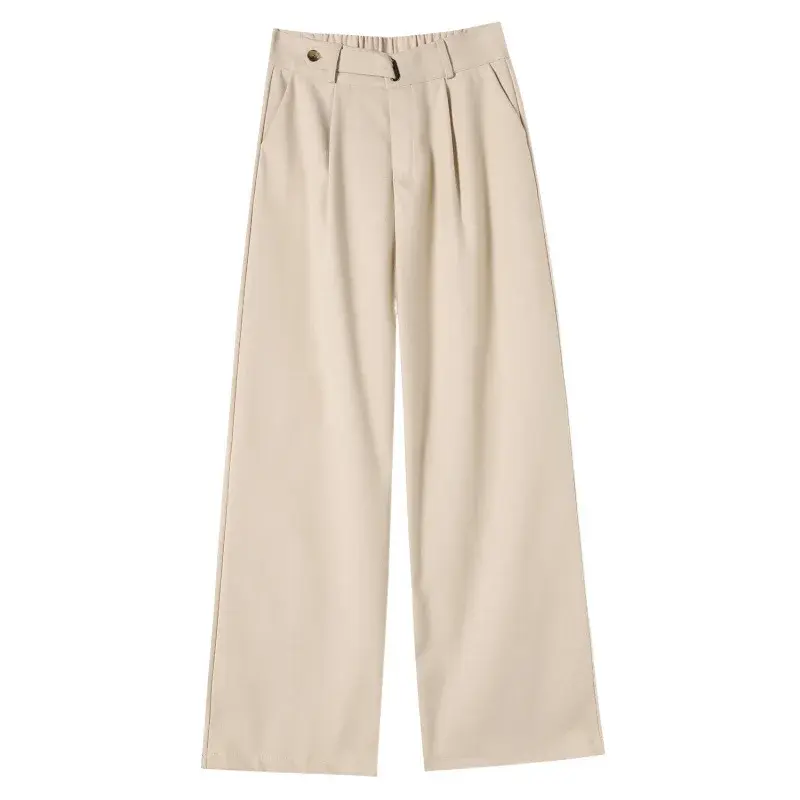 High Waist Fleece Lined Wool Wide Leg Pants Floor Length Trousers Slim Fit Casual Pants for Women Autumn Winter New Arrival